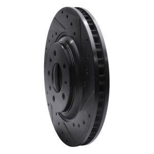 Cadillac CTS Brake Rotor (1) - Front Right - R1 Concepts - Drilled & Slotted - Black - `04-`08